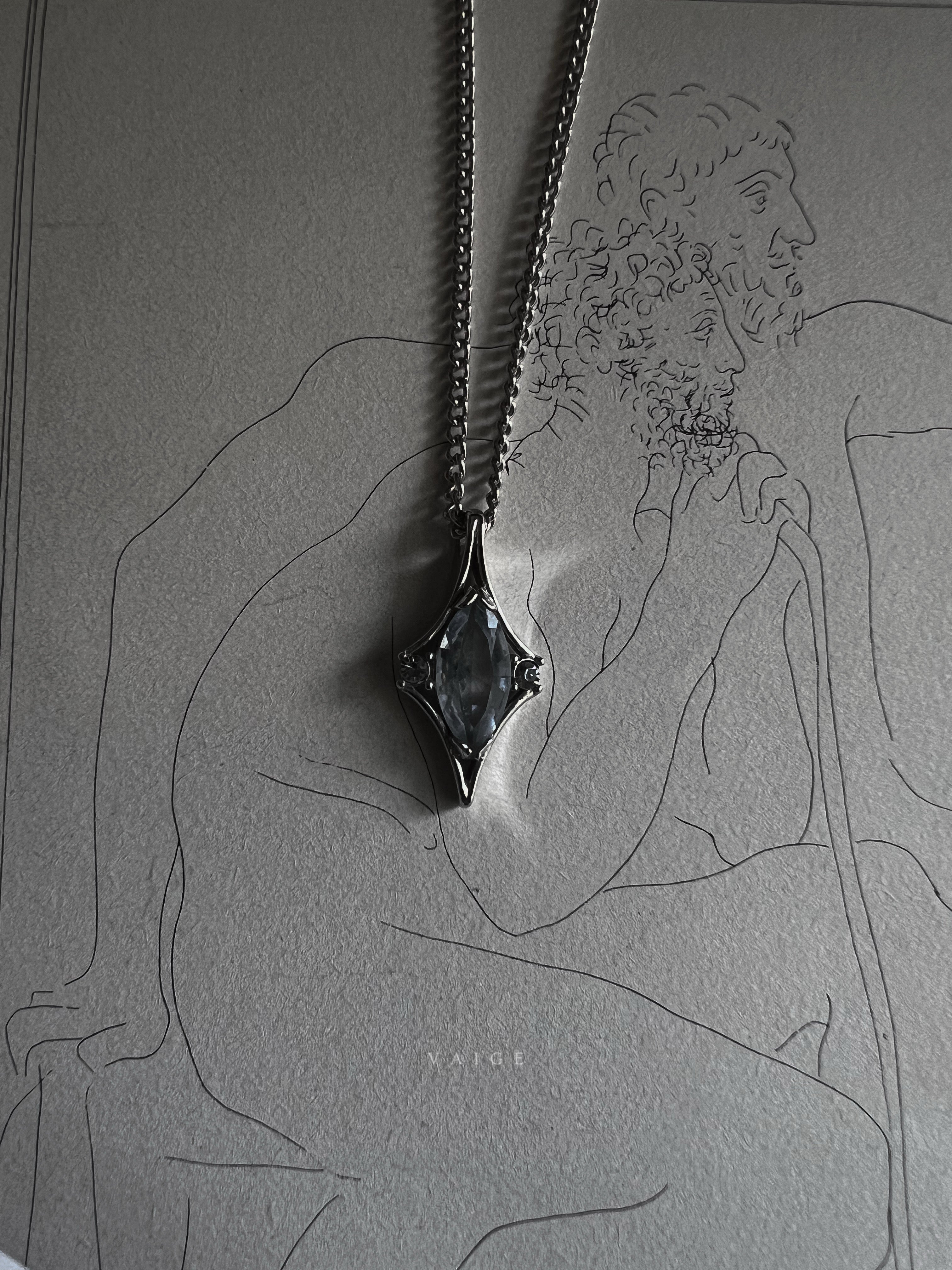 VAIGE One of One |  Vintage 1976 Avon Blue ‘Crystal Palace’ Silver Necklace